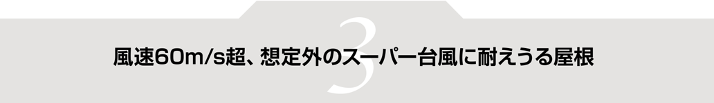 特徴３ 風速60m/s超、想定外のスーパー台風に耐えうる屋根